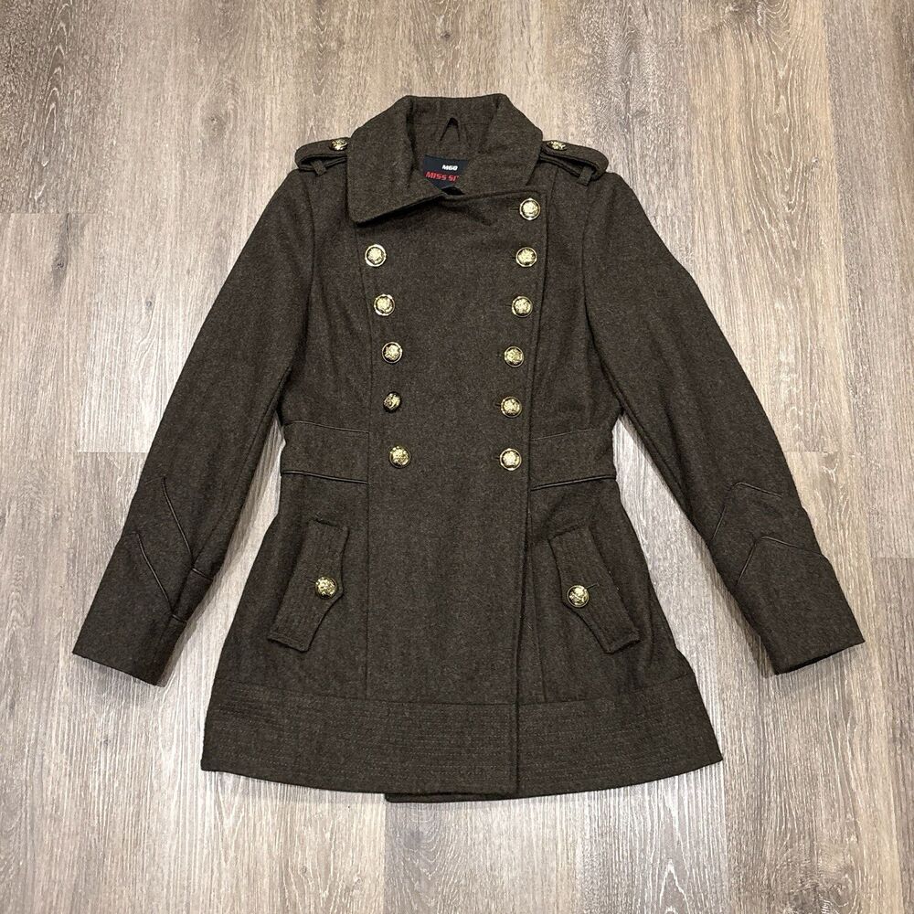 Vintage Y2K Miss Sixty Coat Womens Small Wool Blend Double Breasted Jacket